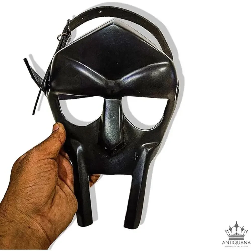 MF Doom Gladiator Mask Adult Silver Steel Medieval Halloween Cosplay Costume